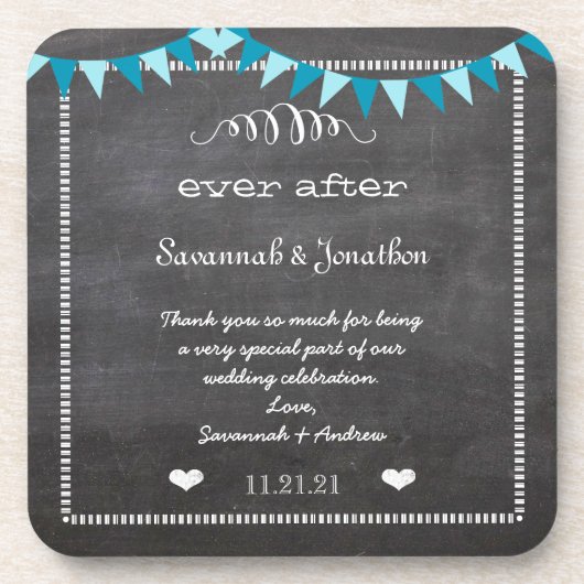 Chalkboard Bride & Groom Wedding Onderzetter (Voorkant)