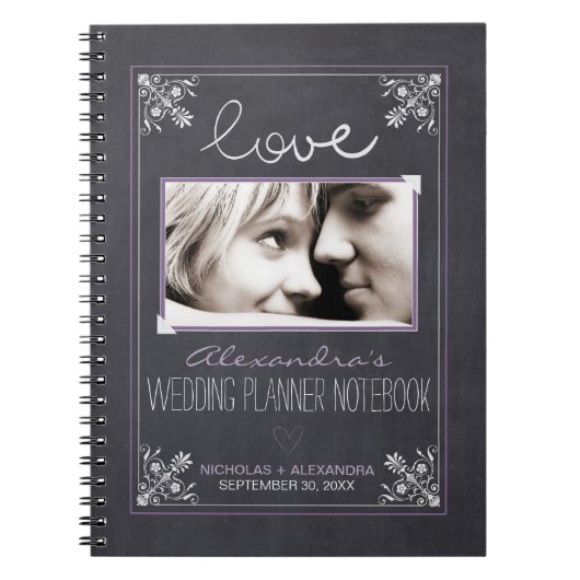Chalkboard Bride Wedding Planner-laptop (paars) Notitieboek (Voorkant)