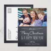 Chalkboard Briefkaart kerstfotokaart (Voorkant / Achterkant)