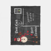 Chalkboard Briefkaart met een Red Rustic Snowman Fleece Deken (Voorkant)