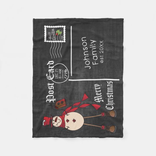 Chalkboard Briefkaart met een Red Rustic Snowman Fleece Deken (Voorkant)