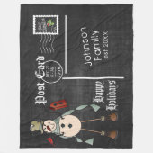 Chalkboard Briefkaart met een rustieke Blue Snowma Fleece Deken (Voorkant)