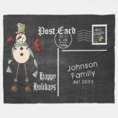 Chalkboard Briefkaart met een rustieke Blue Snowma Fleece Deken (Voorkant (Horizontaal))