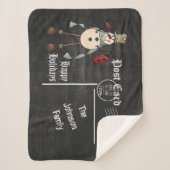 Chalkboard Briefkaart Old Fashion Blue Snowman Sherpa Deken (Voorkant)