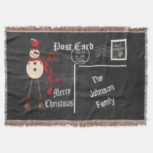 Chalkboard Briefkaart Old Fashion Snowman Deken