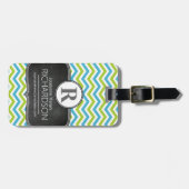 Chalkboard Bright Chevron Pattern Monogram Bagagelabel (Voorkant horizontaal)