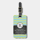 Chalkboard Bright Chevron Pattern Monogram Bagagelabel (Voorkant verticaal)