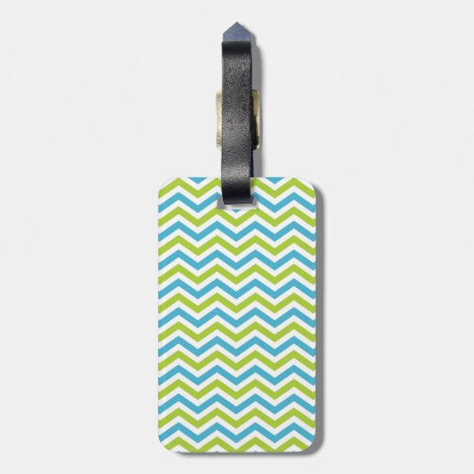 Chalkboard Bright Chevron Pattern Monogram Bagagelabel (Achterkant verticaal)