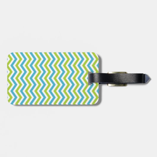Chalkboard Bright Chevron Pattern Monogram Bagagelabel (Achterkant horizontaal)