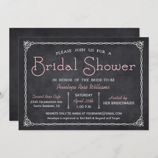  Chalkboard Bruids Douche Uitnodigingen (Voorkant / Achterkant)