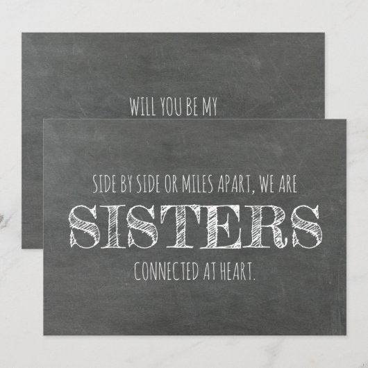 Chalkboard bruidsmeisje / Maid of Honor Voorstel Kaart (Voorkant / Achterkant)