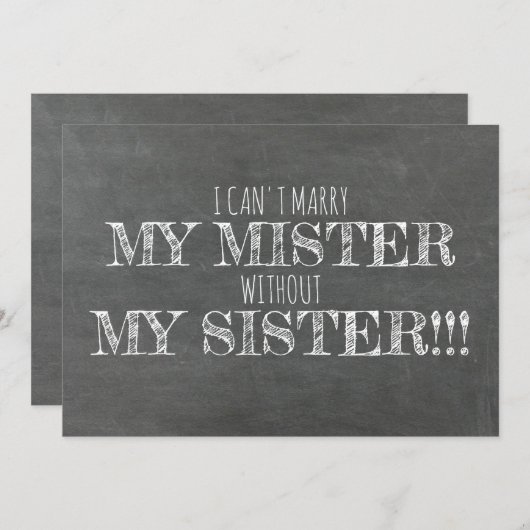 Chalkboard bruidsmeisje / Maid of Honor Voorstel Kaart (Voorkant / Achterkant)