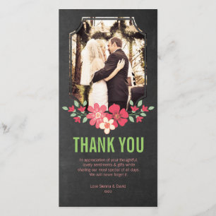 Chalkboard bruiloft Bedankt Bloemen Fotokaart