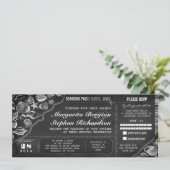 Chalkboard bruiloft boarding pass tickets kaart (Staand voorkant)