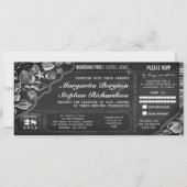 Chalkboard bruiloft boarding pass tickets kaart (Voorkant)