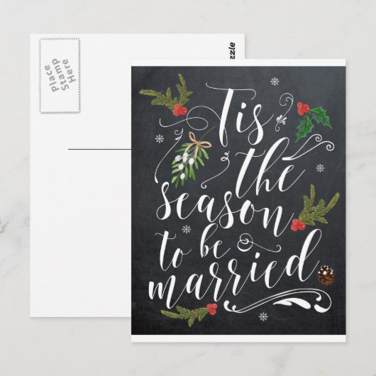 Chalkboard bruiloft briefkaart dit seizoen (Voorkant / Achterkant)