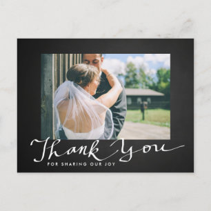 Chalkboard bruiloft dank u typografie foto briefkaart