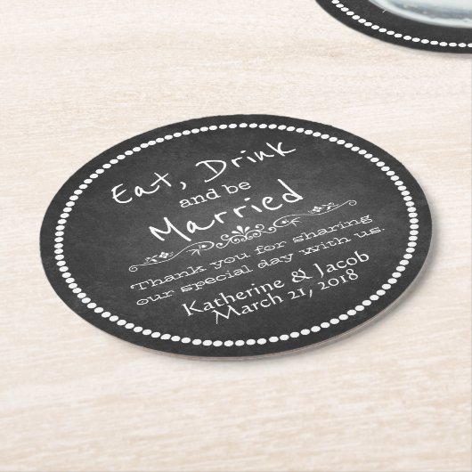 Chalkboard bruiloft Dank u voor papier Onderzetter (Gebogen)