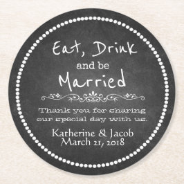 Chalkboard bruiloft Dank u voor papier Onderzetter