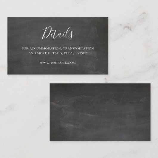 Chalkboard bruiloft details kaart Eenvoudige inser (Voorkant / Achterkant)