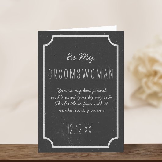 Chalkboard bruiloft is mijn Groomswoman Request Ca