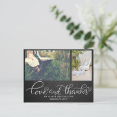 Chalkboard bruiloft liefde en Bedankt | Twee foto' Briefkaart (Staand voorkant)