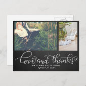Chalkboard bruiloft liefde en Bedankt | Twee foto' Briefkaart (Voorkant / Achterkant)
