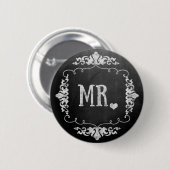Chalkboard bruiloft "Mr." Ronde Button 5,7 Cm (Voorkant /achterkant)