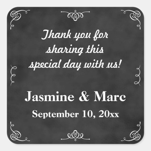 Chalkboard bruiloft of Vrijgezellenfeest gunst Sti Vierkante Sticker (Voorkant)