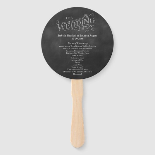 Chalkboard bruiloft programma Fan Handwaaier (Voorkant)