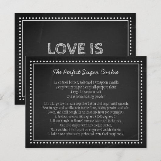 Chalkboard bruiloft recept gunst tag briefkaart (Voorkant / Achterkant)