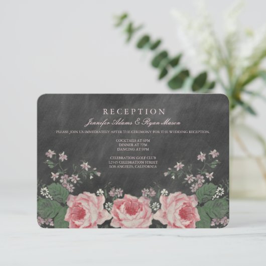  CHALKBOARD BRUILOFT RECEPTIE KAARTEN (Staand voorkant)