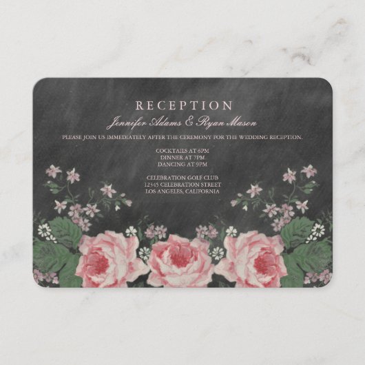  CHALKBOARD BRUILOFT RECEPTIE KAARTEN (Voorkant)