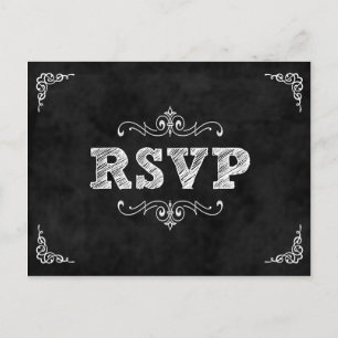 Chalkboard bruiloft rsvp kaart / eet drink getrouw