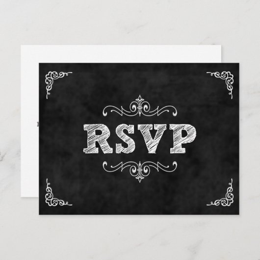 Chalkboard bruiloft rsvp kaart / eet drink getrouw (Voorkant / Achterkant)