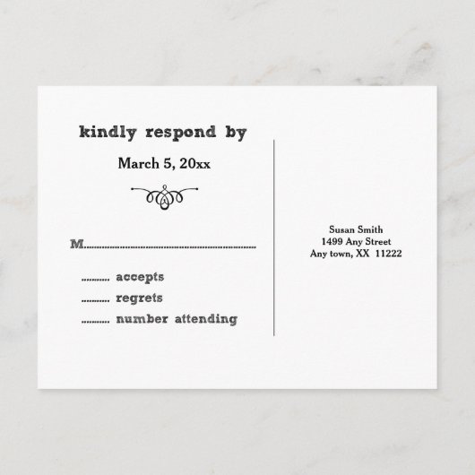 Chalkboard bruiloft rsvp kaart / eet drink getrouw (Achterkant)