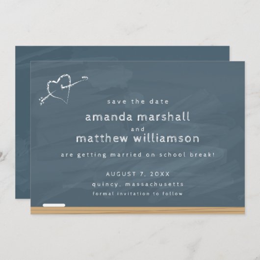 Chalkboard Bruiloft Save the Date (Voorkant / Achterkant)