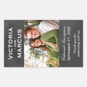 Chalkboard bruiloft wijn fles Monogram Favor Rechthoekige Sticker