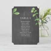 Chalkboard bruiloft zitkaart. Groene botanische Kaart (Staand voorkant)
