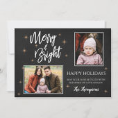 Chalkboard Brush Font MERRY en BRIGHT 2 foto's Feestdagenkaart (Voorkant)