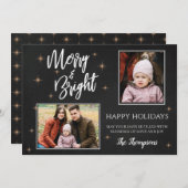 Chalkboard Brush Font MERRY en BRIGHT 2 foto's Feestdagenkaart (Voorkant / Achterkant)
