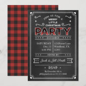 Chalkboard & Buffalo Plaid Kerstfeest Uitnodigen Kaart (Voorkant / Achterkant)