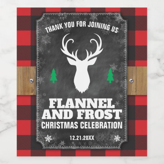 Chalkboard Buffalo Pset Flannel en Frost Wijn Etiket (Enkel label)