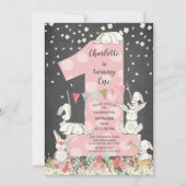 Chalkboard Bunny Big One Girls Verjaardag Uitnodig Kaart (Voorkant)
