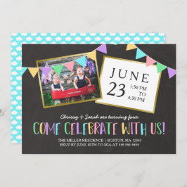 Chalkboard Bunting Banner Foto Birthday Party Kaart
