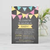 Chalkboard Bunting Genderneutraal Baby shower Kaart (Staand voorkant)