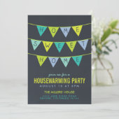 Chalkboard Bunting Housewarming Party Uitnodiging (Staand voorkant)