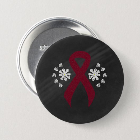 Chalkboard Burgundy Awareness Ribbon Ronde Button 7,6 Cm (Voorkant /achterkant)