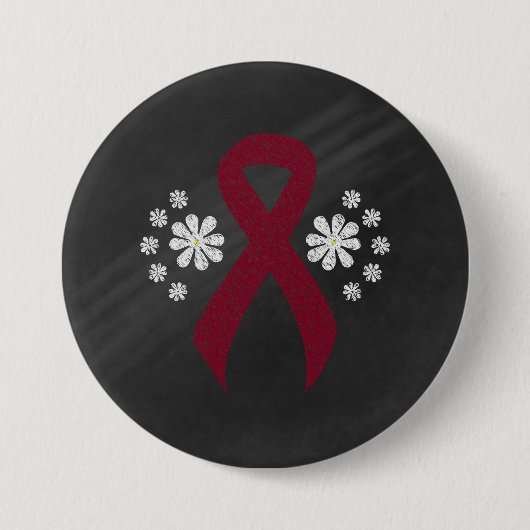 Chalkboard Burgundy Awareness Ribbon Ronde Button 7,6 Cm (Voorkant)