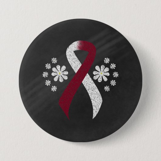Chalkboard Burgundy en Ivory Ribbon Ronde Button 7,6 Cm (Voorkant)
